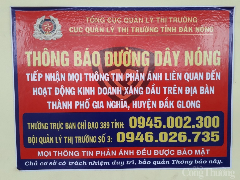 Quản lý thị trường tỉnh Đắk Nông: Tăng cường kiểm tra, giám sát hoạt động kinh doanh xăng dầu