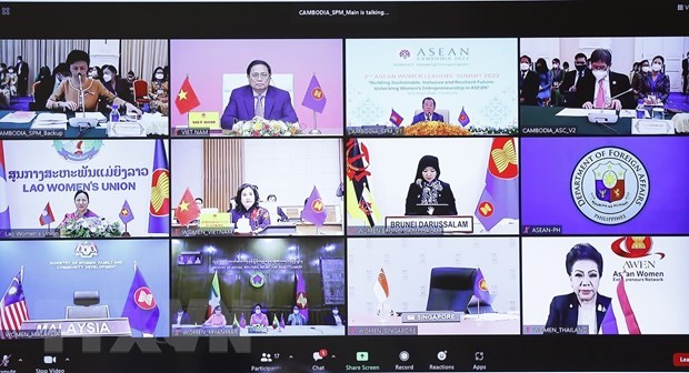Đại biểu các nước ASEAN tham dự Phiên toàn thể Hội nghị Thượng đỉnh Lãnh đạo nữ ASEAN lần thứ 2 theo hình thức trực tuyến