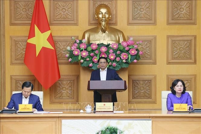 Thủ tướng Phạm Minh Chính gặp mặt lãnh đạo ngân hàng thương mại nhân Ngày Doanh nhân Việt Nam