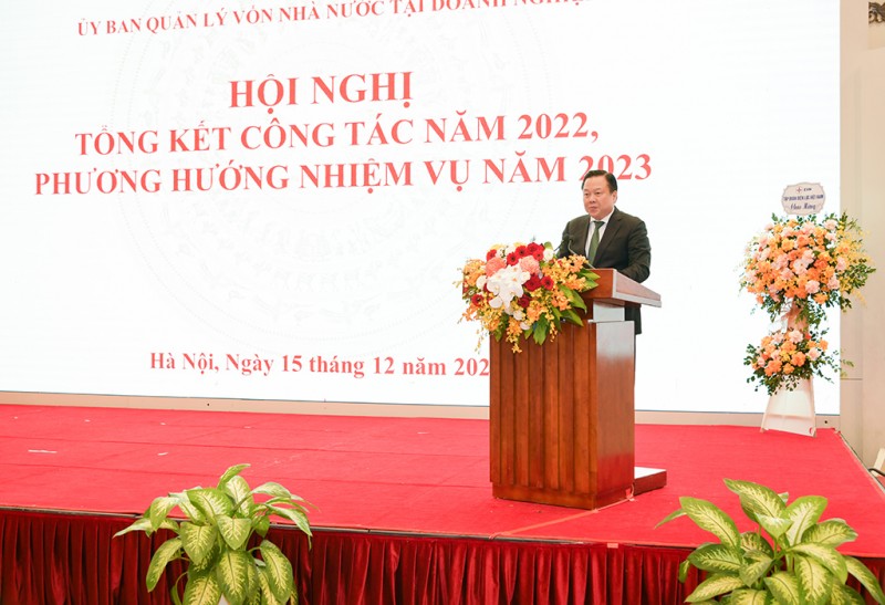 Đồng chí Nguyễn Hoàng Anh - Ủy viên Trung ương Đảng, Chủ tịch Ủy ban Quản lý vốn nhà nước tại doanh nghiệp phát biểu khai mạc Hội nghị