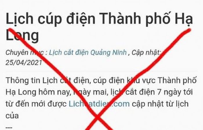 Trang web giả mạo loan tin lịch cắt điện ở Quảng Ninh: Trò lừa đảo cần nghiêm trị