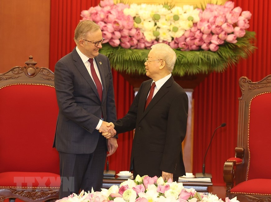 Tổng Bí thư Nguyễn Phú Trọng tiếp Thủ tướng Australia Anthony Albanese