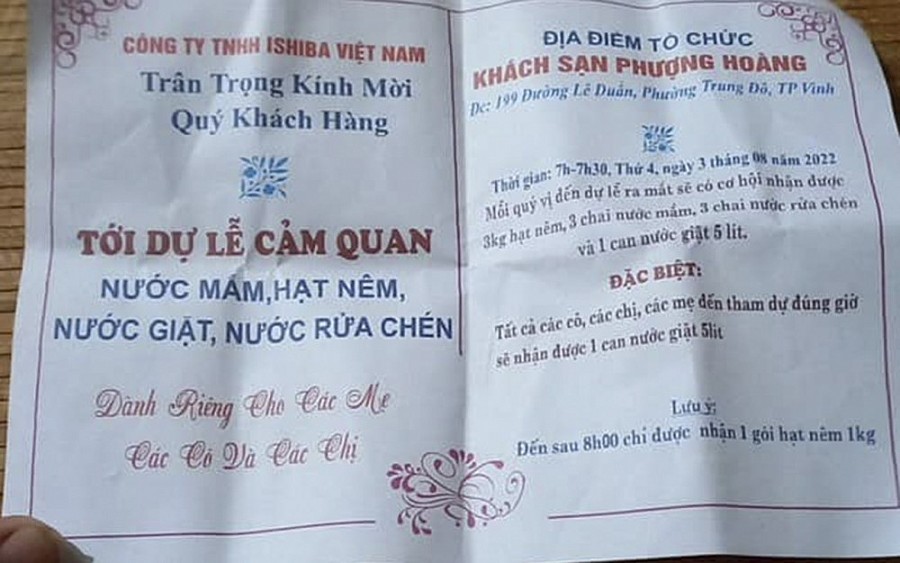 Tỉnh Nghệ An: Chiêu trò bán hàng “tặng quà” nhằm 