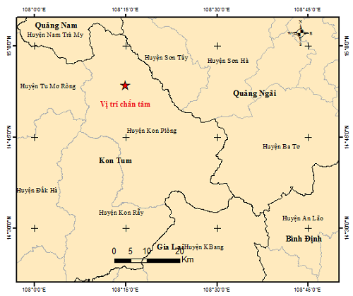 Liên tiếp xảy ra 4 trận động đất tại huyện Kon Plông, tỉnh Kon Tum