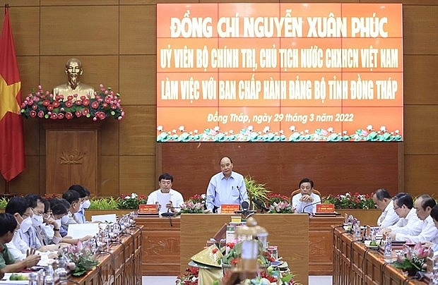 Chủ tịch nước Nguyễn Xuân Phúc làm việc với Ban Chấp hành Đảng bộ tỉnh Đồng Tháp