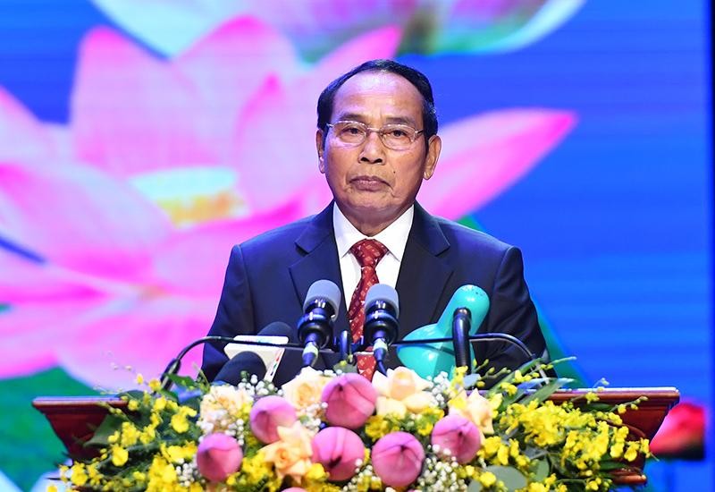 Hình ảnh lãnh đạo Đảng, Nhà nước dự Lễ kỷ niệm 60 năm Ngày thiết lập quan hệ ngoại giao Việt Nam-Lào ảnh 6